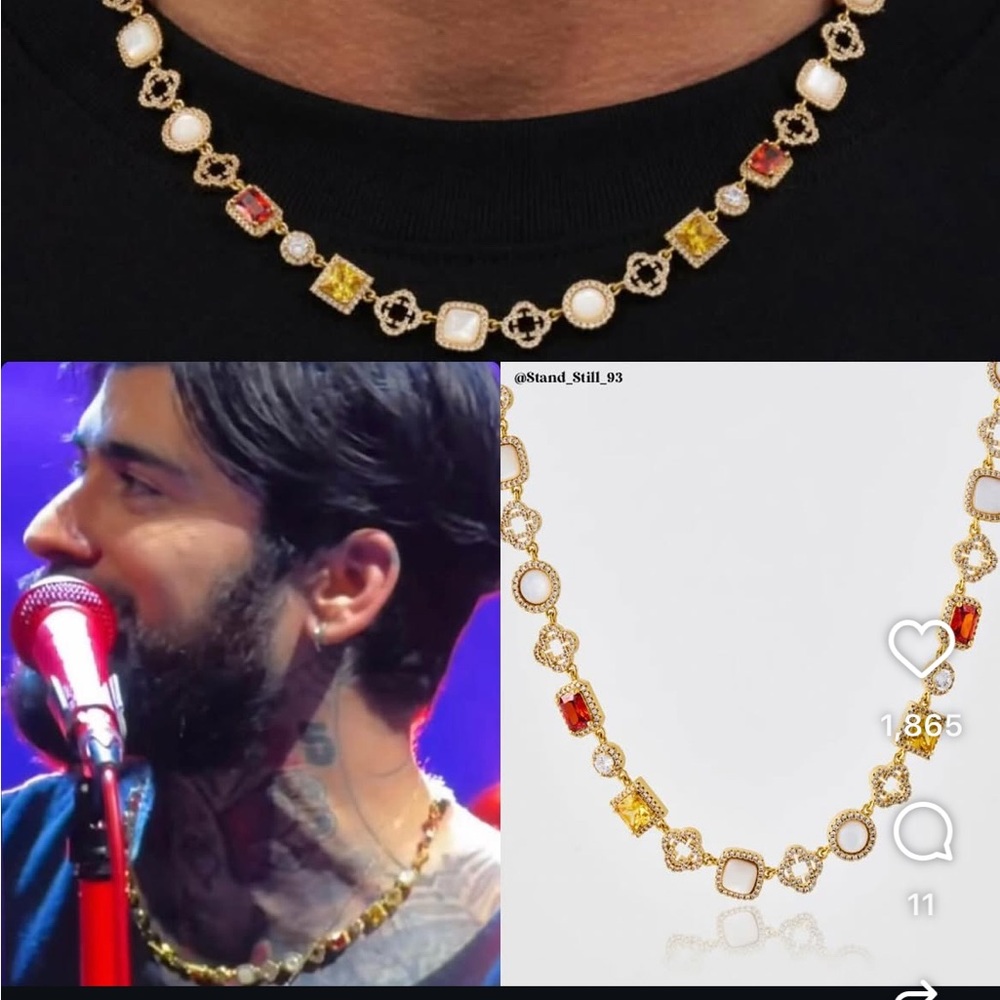 CRAFTD London Iced Gemstone Unisex Necklace as seen on Zayn Malik - Gold and Red
